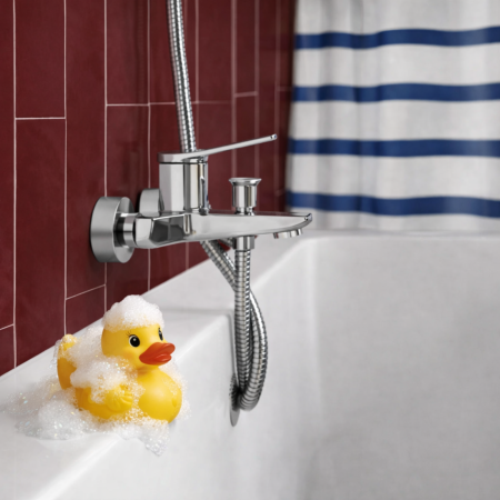 BATERIE PERETE CADĂ-DUȘ FERRO STRATOS BSC1, MONOCOMANDĂ, CROM [2]