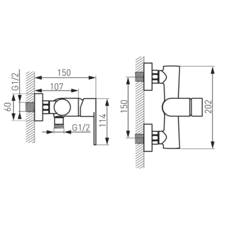 BATERIE PERETE DUȘ FERRO ALGEO BLACK, NEGRU MAT, BAG7BL [1]