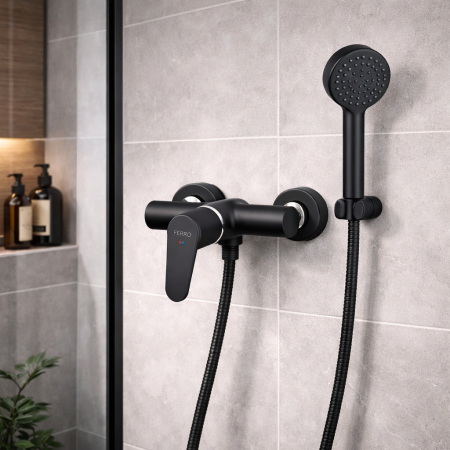 BATERIE PERETE DUȘ FERRO ALGEO BLACK, NEGRU MAT, BAG7BL [3]