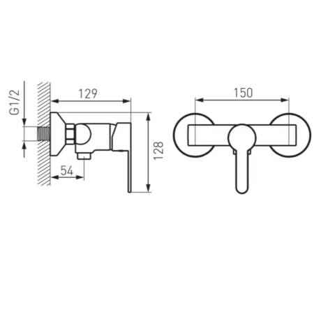 BATERIE PERETE DUȘ FERRO SAVIO BSV7, MONOCOMANDĂ, CROM [2]
