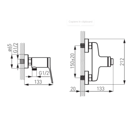 BATERIE PERETE DUȘ FERRO STRATOS, CROM, BSC7 [1]