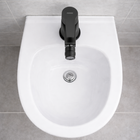 BATERIE STATIVĂ BIDEU FERRO RITTO BLACK BTR6BL, MONOCOMANDĂ, NEGRU MAT [1]