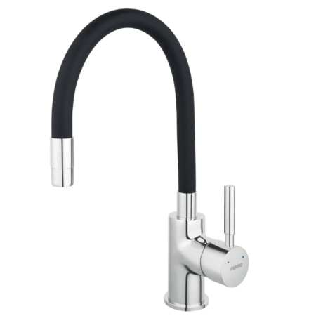 BATERIE STATIVĂ BUCĂTĂRIE FERRO ZUMBA BZA4B, PIPĂ FLEXIBILĂ, NEGRU/CROM [3]