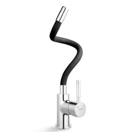 BATERIE STATIVĂ BUCĂTĂRIE FERRO ZUMBA BZA4B, PIPĂ FLEXIBILĂ, NEGRU/CROM [1]