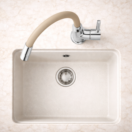 BATERIE STATIVĂ BUCĂTĂRIE FERRO ZUMBA BZA4P, PIPĂ FLEXIBILĂ, BEJ/CROM [1]