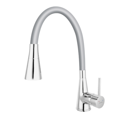 BATERIE STATIVĂ BUCĂTĂRIE FERRO ZUMBA II BZA42S, PIPĂ FLEXIBILĂ, GRI/CROM [1]