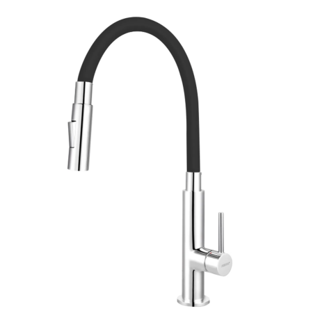 BATERIE STATIVĂ BUCĂTĂRIE FERRO ZUMBA SLIM 2F BZA43B, PIPĂ FLEXIBILĂ, NEGRU/CROM [1]