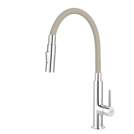 BATERIE BUCĂTĂRIE FERRO ZUMBA SLIM BZA43P | PIPĂ FLEXIBILĂ BEJ [1]