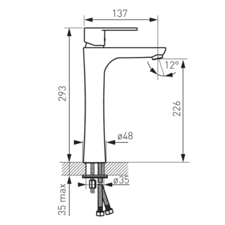 BATERIE STATIVĂ LAVOAR FERRO ALGEO BAG2L, MONOCOMANDĂ, CROM [1]