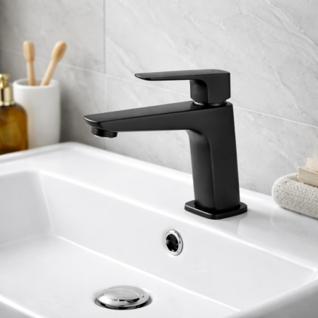 Baterie lavoar - BATERIE STATIVĂ LAVOAR FERRO VITTO BLACK VERDELINE BVI2VLBL, NEGRU MAT