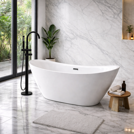 Cadă freestanding - CADA BAIE FREESTANDING BARI 1700, ACRIL PREMIUM, ALBA, 170X80 CM