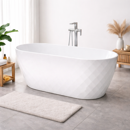 Cadă freestanding - CADA BAIE FREESTANDING TOSCANA 170X80X58 CM, ACRIL PREMIUM, ALBA