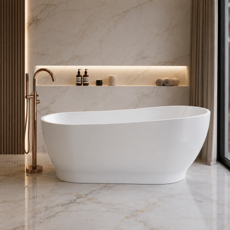 Cadă freestanding - CADĂ FREESTANDING OVALĂ 09 – 170x70/80x61 CM, ALB LUCIOS, CALITATE PREMIUM