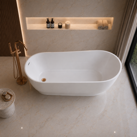 CADĂ FREESTANDING OVALĂ 09 – 170x70/80x61 CM, ALB LUCIOS, CALITATE PREMIUM [1]