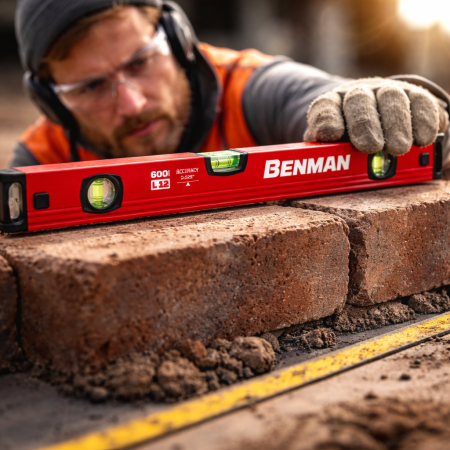 NIVELĂ PROFESIONALĂ BENMAN 70605, 100 CM, 3 BULE, PROFIL DIN ALUMINIU REZISTENT [1]