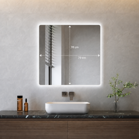 OGLINDĂ BAIE 01 CU LED SI DEZABURIRE 70x70 CM [3]