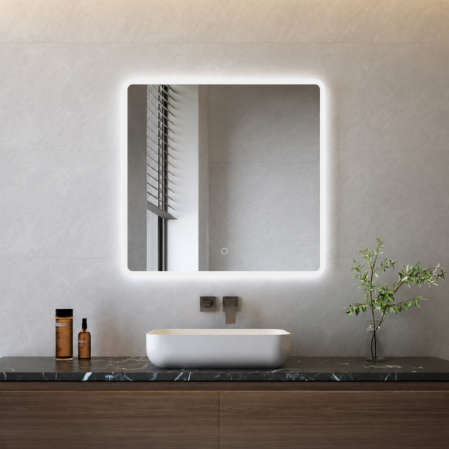 Oglindă baie cu LED - OGLINDĂ BAIE 01 CU LED SI DEZABURIRE 70x70 CM