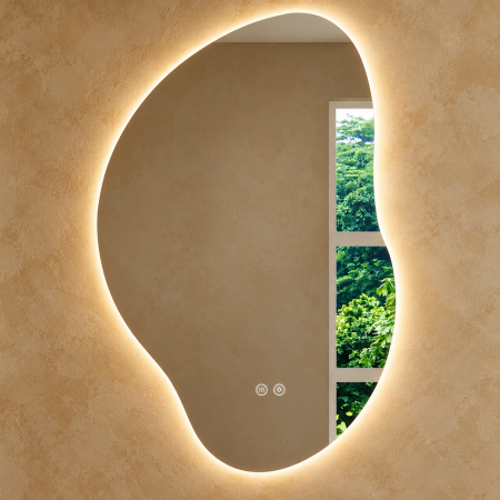 OGLINDĂ BAIE ASIMETRICĂ CU LED MODEL 09, 50x77 / 60x93 / 70x108 CM, DEZABURIRE ȘI 3 CULORI DE LUMINĂ [2]