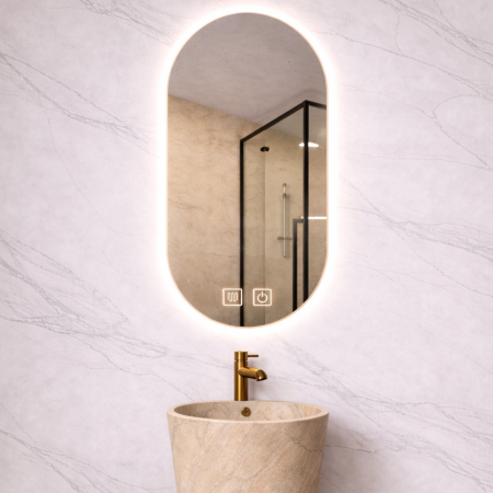 OGLINDA LED VICTORIA 50X100 CM, DEZABURIRE, TOUCH, 3 CULORI, INTENSITATE REGLABILA [1]