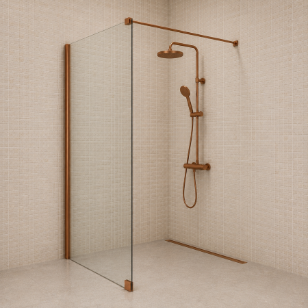 Paravan duș tip WALK-IN - PARAVAN DUȘ WALK-IN 120x200 CM, STICLĂ SECURIZATĂ 8 MM TRANSPARENTĂ, BRONZ PERIAT