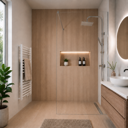 Paravan duș tip WALK-IN - PARAVAN DUȘ WALK-IN 120x200 CM, STICLĂ SECURIZATĂ 8 MM TRANSPARENTĂ, PROFILE CROM LUCIOS