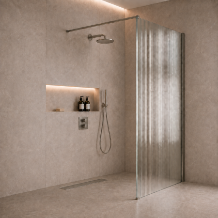 Paravan duș tip WALK-IN - PARAVAN DUȘ WALK-IN 120x200 CM, STICLĂ SECURIZATĂ RIFLATĂ (Semi-transparent) 8 MM, CROM LUCIOS