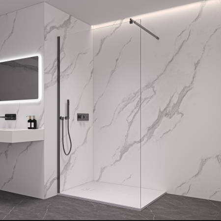 Obiecte sanitare - PARAVAN DUS WALK-IN STICLA CLARA 8MM 90*200CM - profile negre