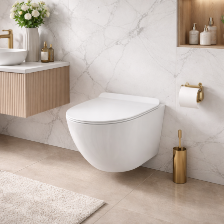 Obiecte sanitare - VAS WC SUSPENDAT ALCADRAIN SOLID, RIMLESS, CAPAC SLIM SOFTCLOSE