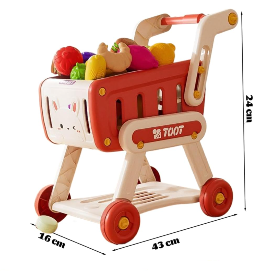 Carucior rosu de Cumparaturi pentru Copii, 32 x Fructe si legume aleatorii [2]