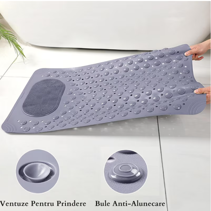 Covoras antiderapant pentru baie – 70×36 cm - gri, dreptunghi [3]