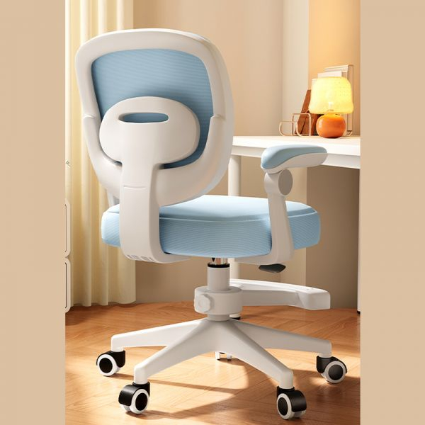 Scaun de birou, hidraulic si pivotant, pentru copii, rotativ cu sezut din spuma, spatar ergonomic, culoare Albastru [2]