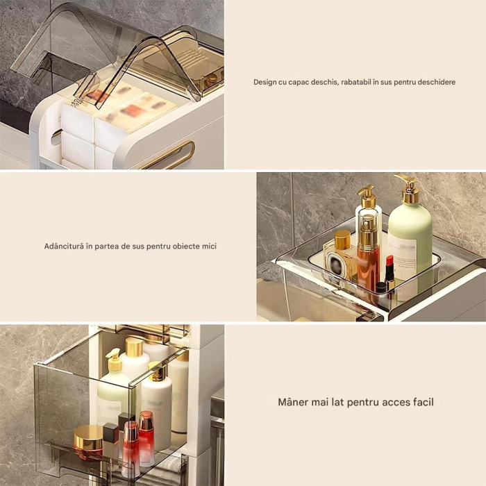 Etajeră Ingustă de Depozitare pentru Baie – Organizator Vertical cu Rafturi pentru Spații Compacte [3]