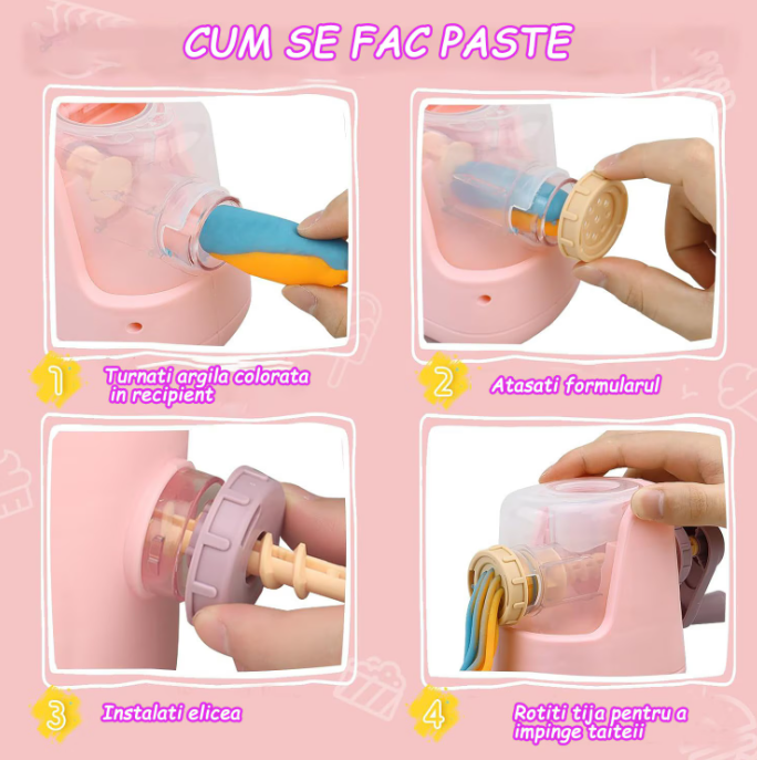 Kit pentru modelarea plastilinei - Atelier de paste - Set din 29 piese si 12 culori de plastilina [4]