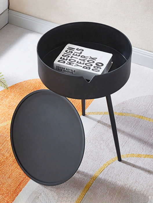 Masuta de cafea, diametru 40, cu spatiu depozitare, culoare negru [5]