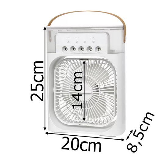 Mini ventilator portabil, racitor de aer cu umidificator, cu rezervor apa 600 ml, 25x20x8.5 cm, alb - conectare USB [3]