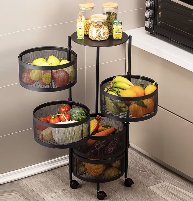 Organizator Mobil Metalic cu 5 Rafturi – Etajeră Multifuncțională cu Roți pentru Depozitare Practică [3]