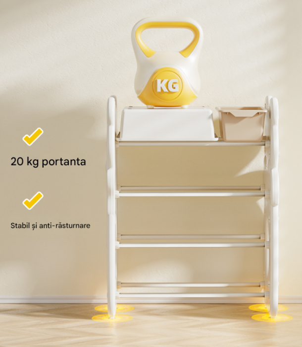 Organizator pentru jucarii si carti – 12 spatii de depozitare, Tematica Ursulet, Alb [6]