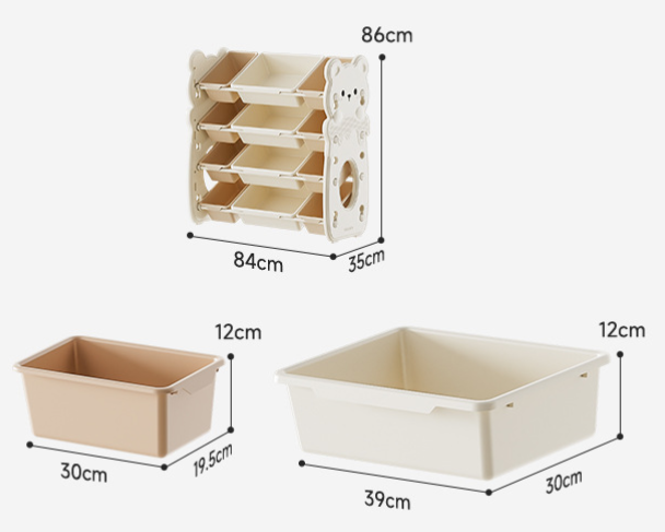 Organizator pentru jucarii si carti – 12 spatii de depozitare, Tematica Ursulet, Alb [5]
