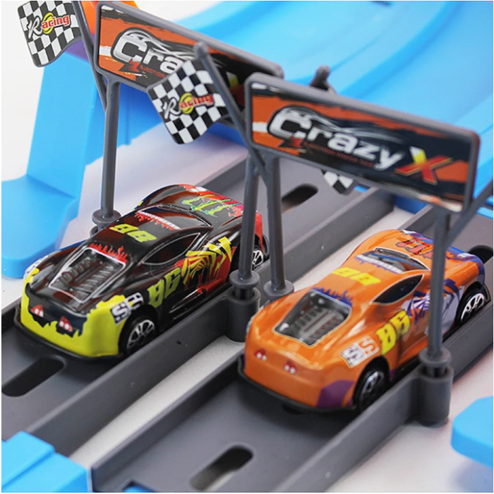 Pista de Curse - Set de Curse Auto cu 4 masini rapide si 2 Piste - Circuit de mare viteza cu rampe si bucle - pentru 2 jucatori [2]