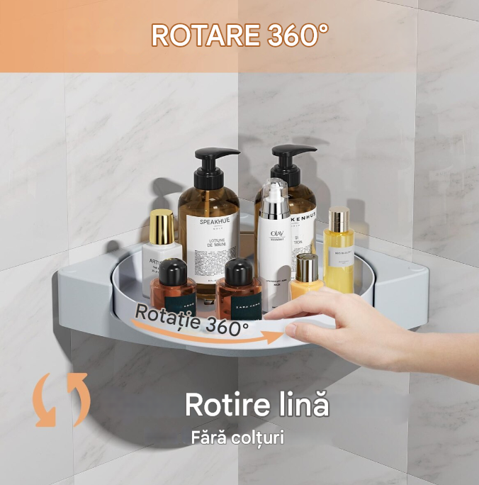 Raft pentru depozitare, Rotativ 360°, Organizator baie sau bucatarie, Permite scurgerea apei [3]