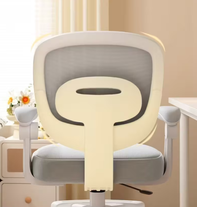 Scaun de birou, hidraulic si pivotant, pentru copii, rotativ cu sezut din spuma, spatar ergonomic, culoare gri [3]