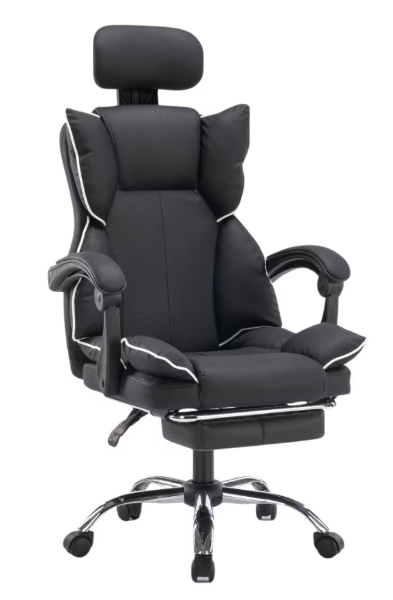 Scaun de birou reglabil, cu spatar ergonomic si tetiera, culoare negru [3]