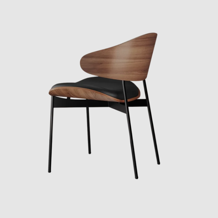 Scaun Dining Olyvelle Walnut - Lemn si Piele Ecologica, Design Scandinav [6]
