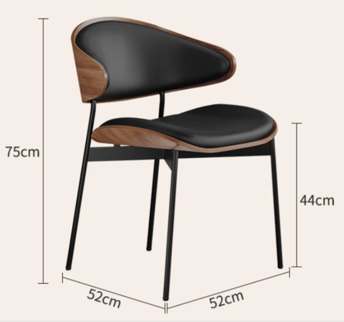 Scaun Dining Olyvelle Walnut - Lemn si Piele Ecologica, Design Scandinav [5]