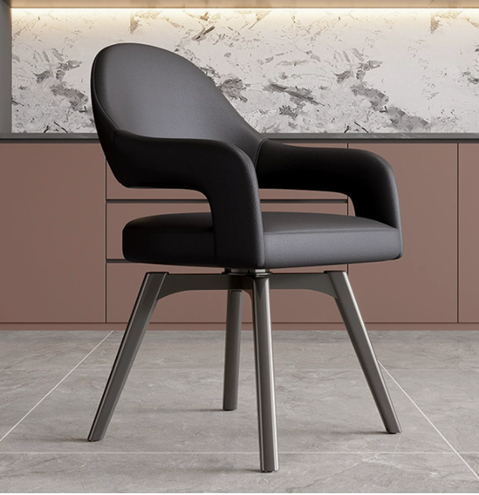 Scaun Dining Rotativ OLYVELLE Black - 360°, Tapitat, Design Premium Modern [3]