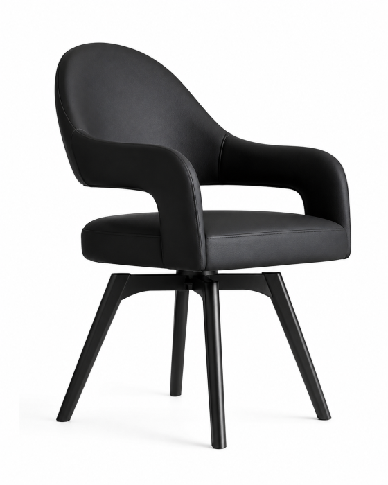Scaun Dining Rotativ OLYVELLE Black - 360°, Tapitat, Design Premium Modern [4]