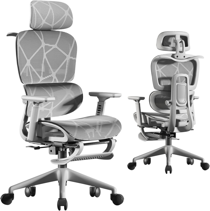 Scaun Ergonomic Office Profesional– Suport Lombar Reglabil, Headrest Ajustabil, Brațe 3D, Rotativ 360°, Birou / Computer / Home Office [5]
