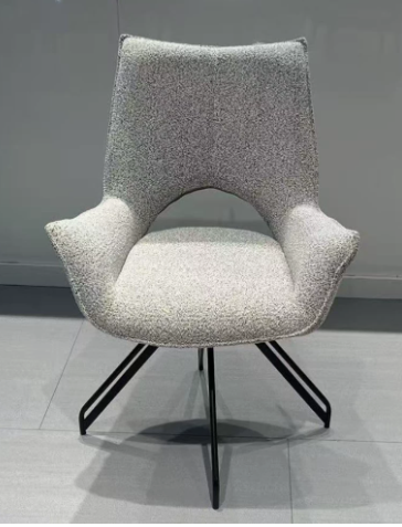 Scaun Rotativ Lounge cu Brațe, 360°, Tapițat Textil, Bază Metalică – Scaun Modern pentru Living, Dining sau Birou [3]