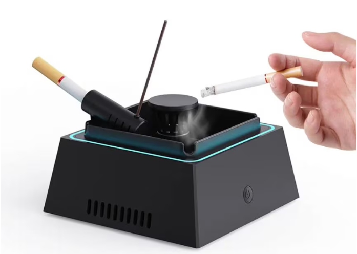 Scrumiera electrica cu aspiratie, purifica aerul, odorizant pentru eliminarea mirosului, capacitate 4 tigarete, Neagra [4]