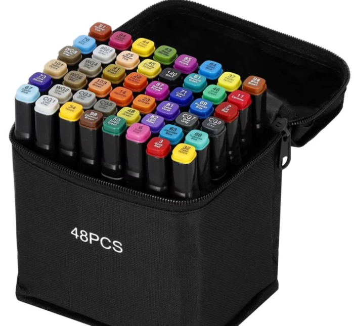 Set 48 de Carioci/markere cu varf dublu si geanta de depozitare inclusa [2]